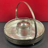 Hors d'oeuvre server, sweets, aperitif in Art Deco silver metal