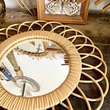 Mirror rattan vintage 36x36cm