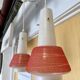 Paire de suspensions en verre opalin vintage style italien
