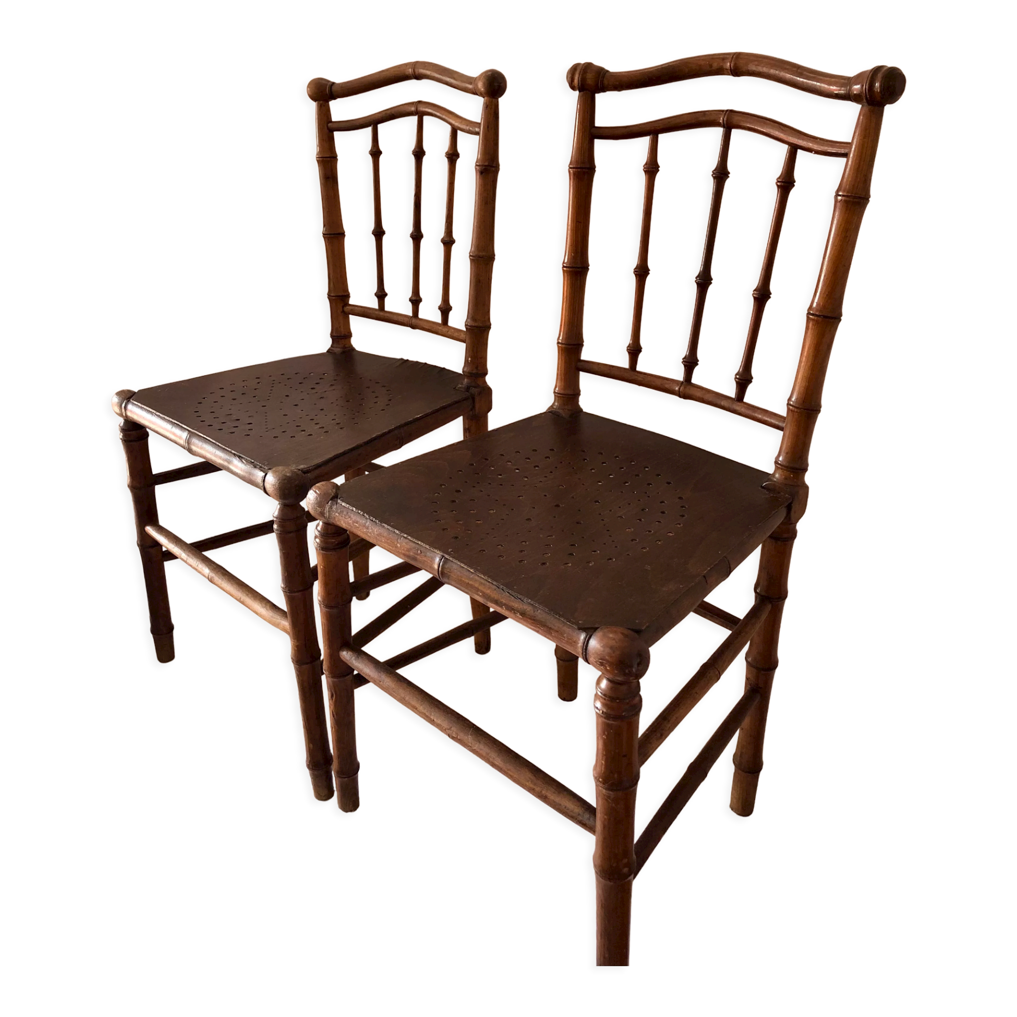 Vintage wooden and bamboo chairs