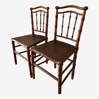 Vintage wooden and bamboo chairs