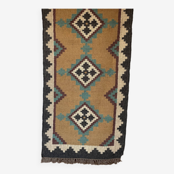 3 x 6 Ft - Jute\Wool Handwoven Kilim Rug,Home Decor,Living,Wall Decor,Floor,Indian Traditional Rug