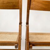Pair folding chairs caning