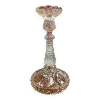 Antique pressed glass candle holder molded by MEISENTHAL marine model from 1950