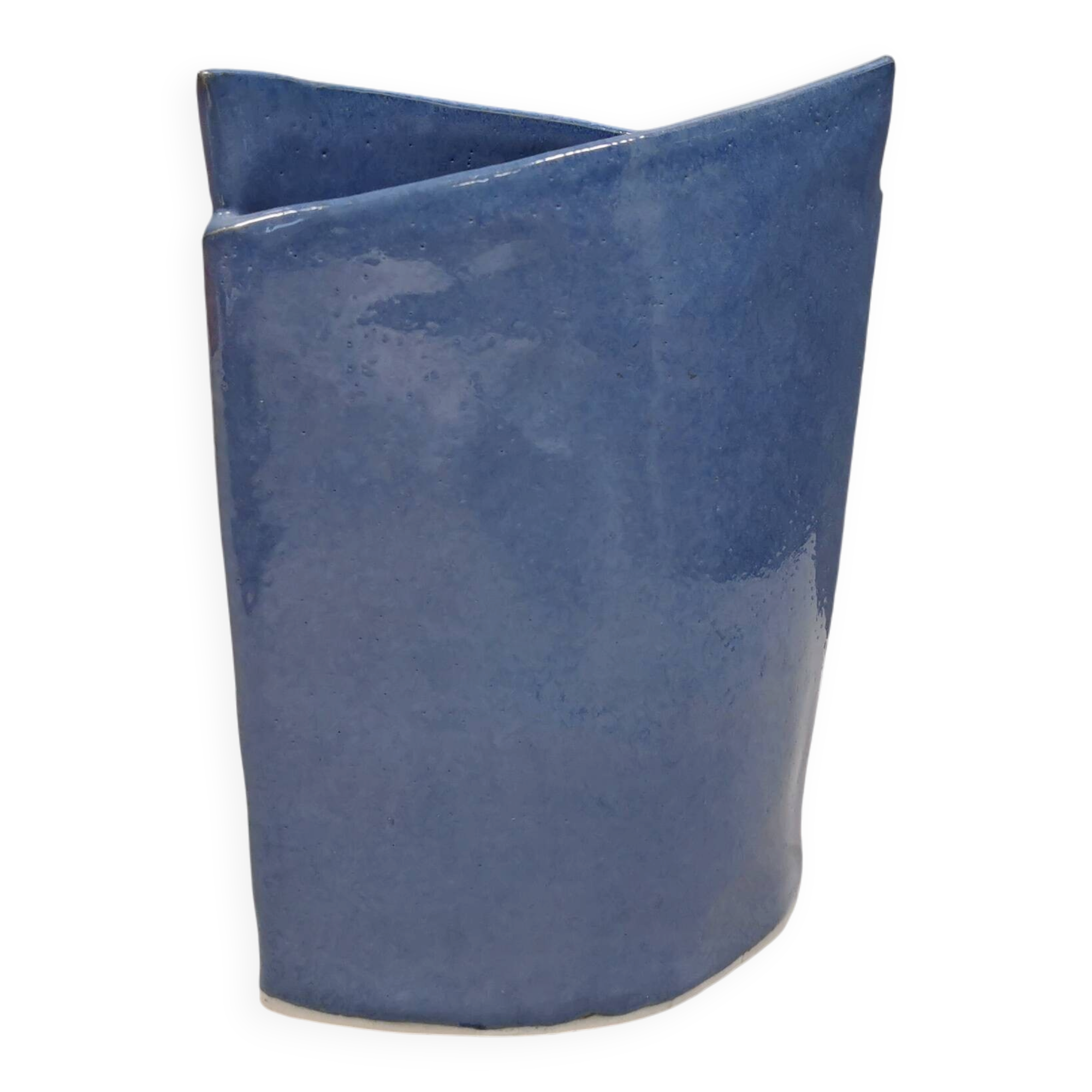 Handmade earthenware vase, with a beautiful light blue glaze. Denmark 1980s