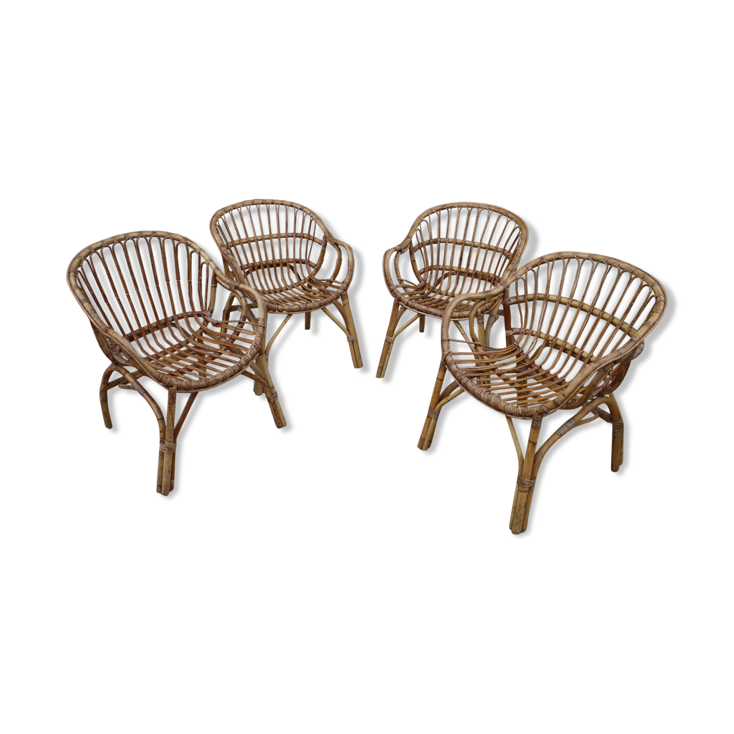 4 rattan basket chairs