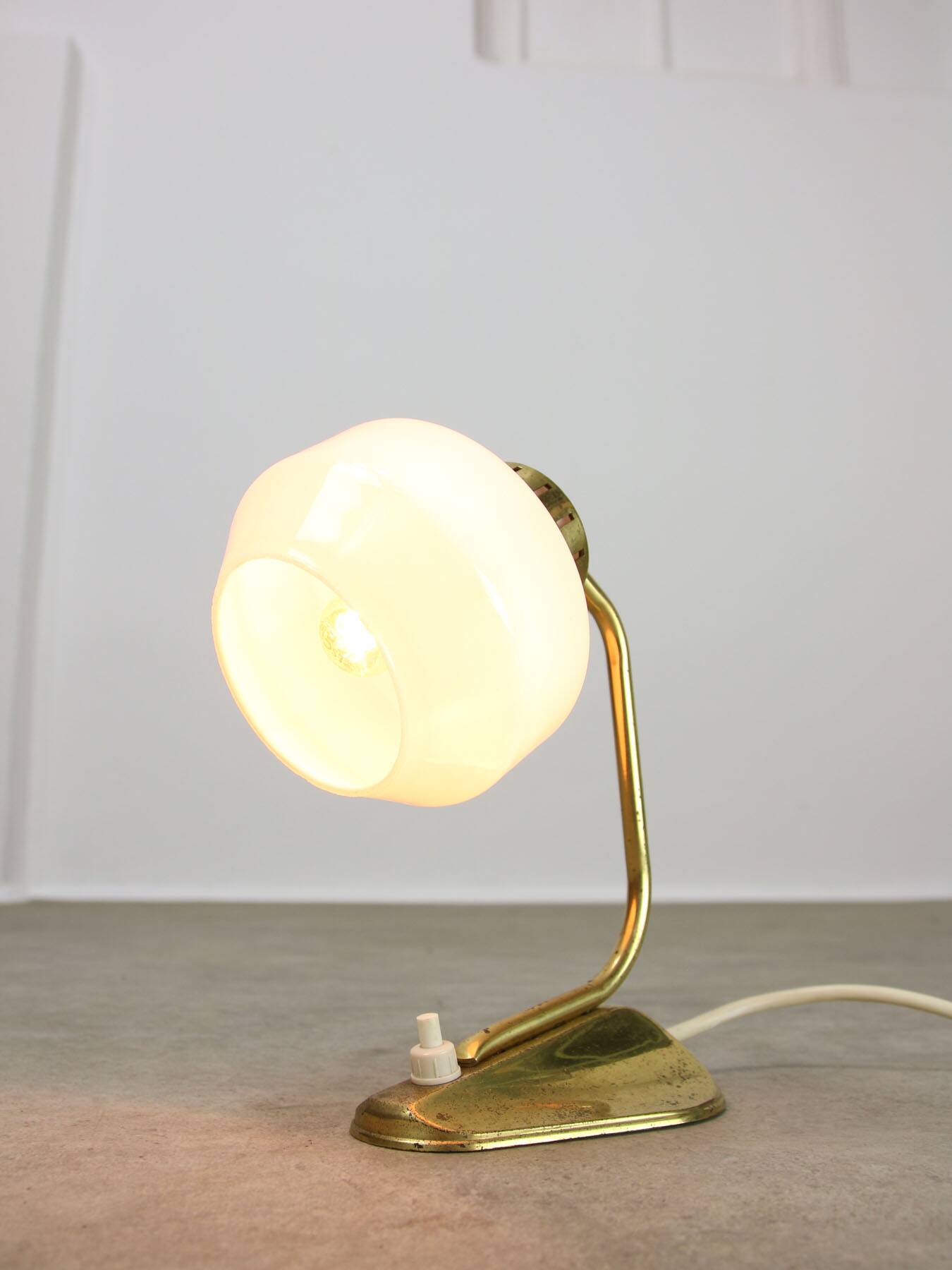 Mid-Century Italian Brass and Opaline Table Lamp