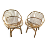 Pair of vintage rattan armchairs