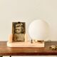 Art Deco pink marble and glass bedside lamp with photo holder