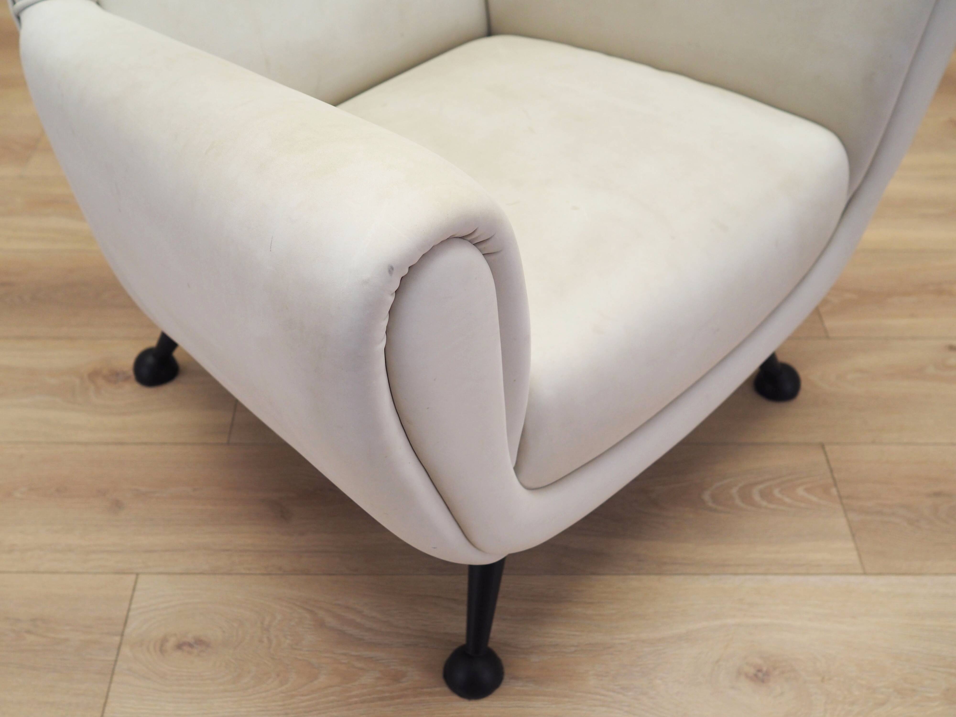 White armchair, Italian design, 1980s, production: Italy