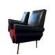 Set of 2 vintage black and red armchairs / armchairs / individual armchairs