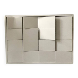 Modernist wall lamp with white metal shade, design by C. Grandidier.