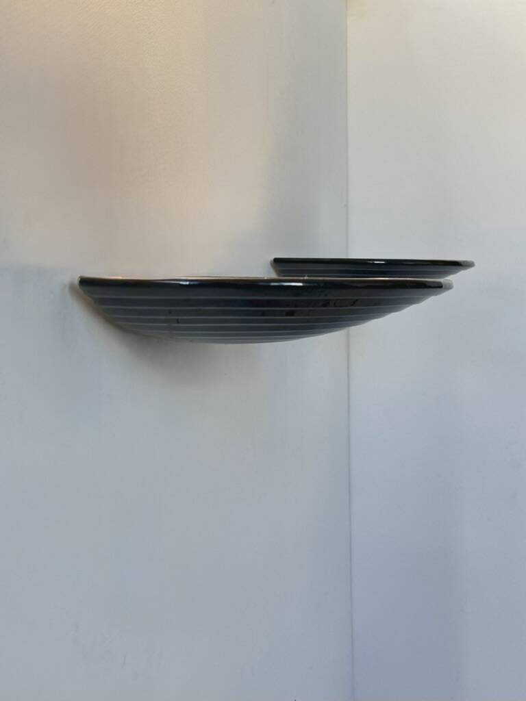 Pair of vintage black porcelain wall lights, Italy, 1970.