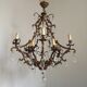 10 Light 5 Sided Bronze and Crystal Cage Chandelier