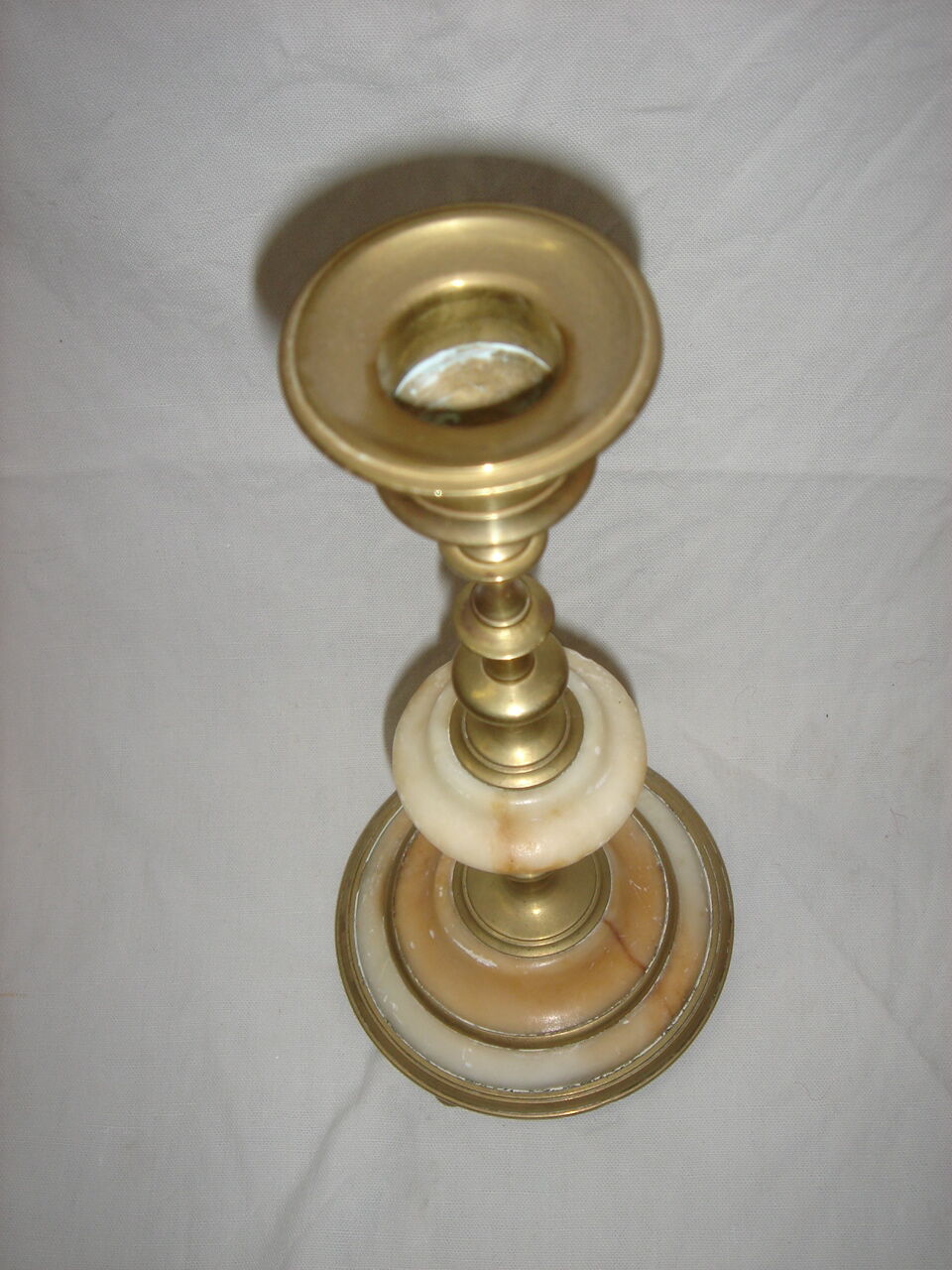 Candlestick in brass and marble from 1970