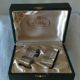 Duo of silver metal towel rings Art Deco style
