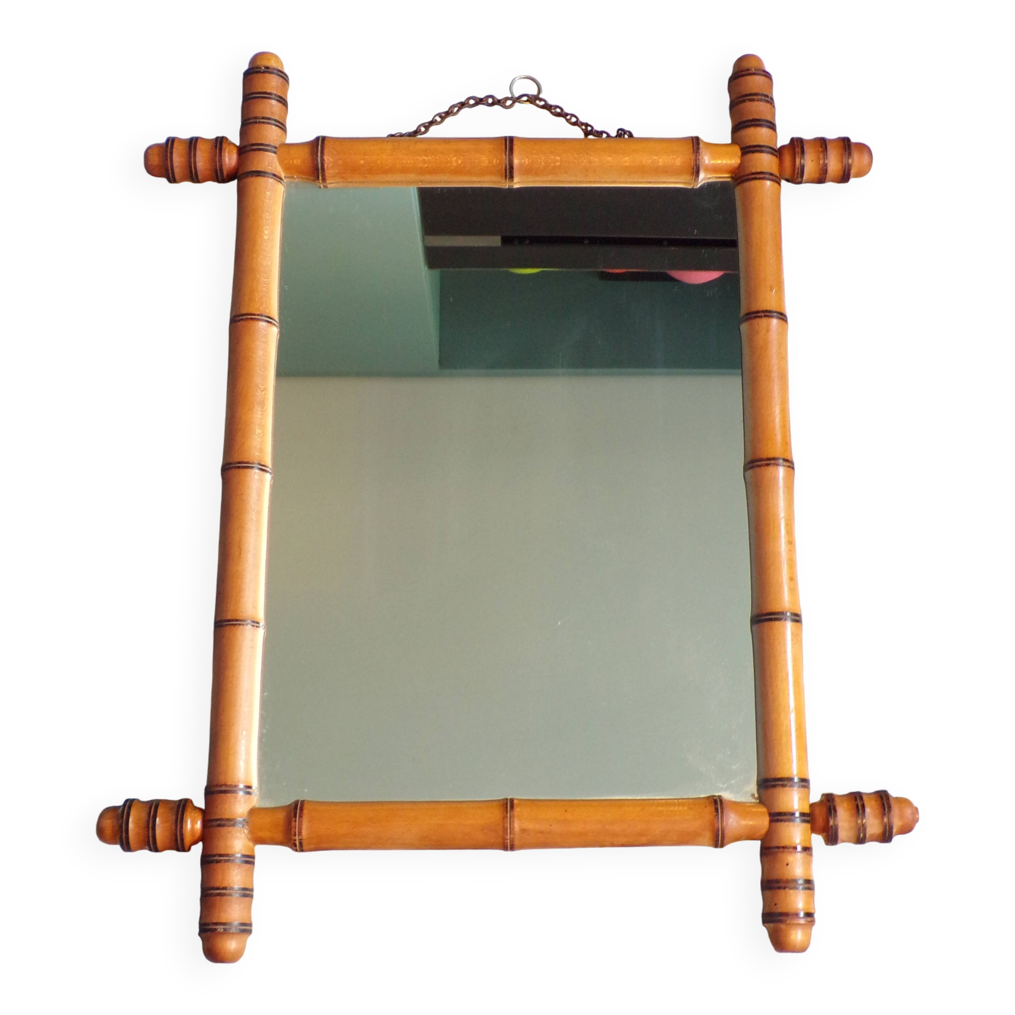 Mirror 1900 bamboo effect wooden frame 53.5x65.5 cm