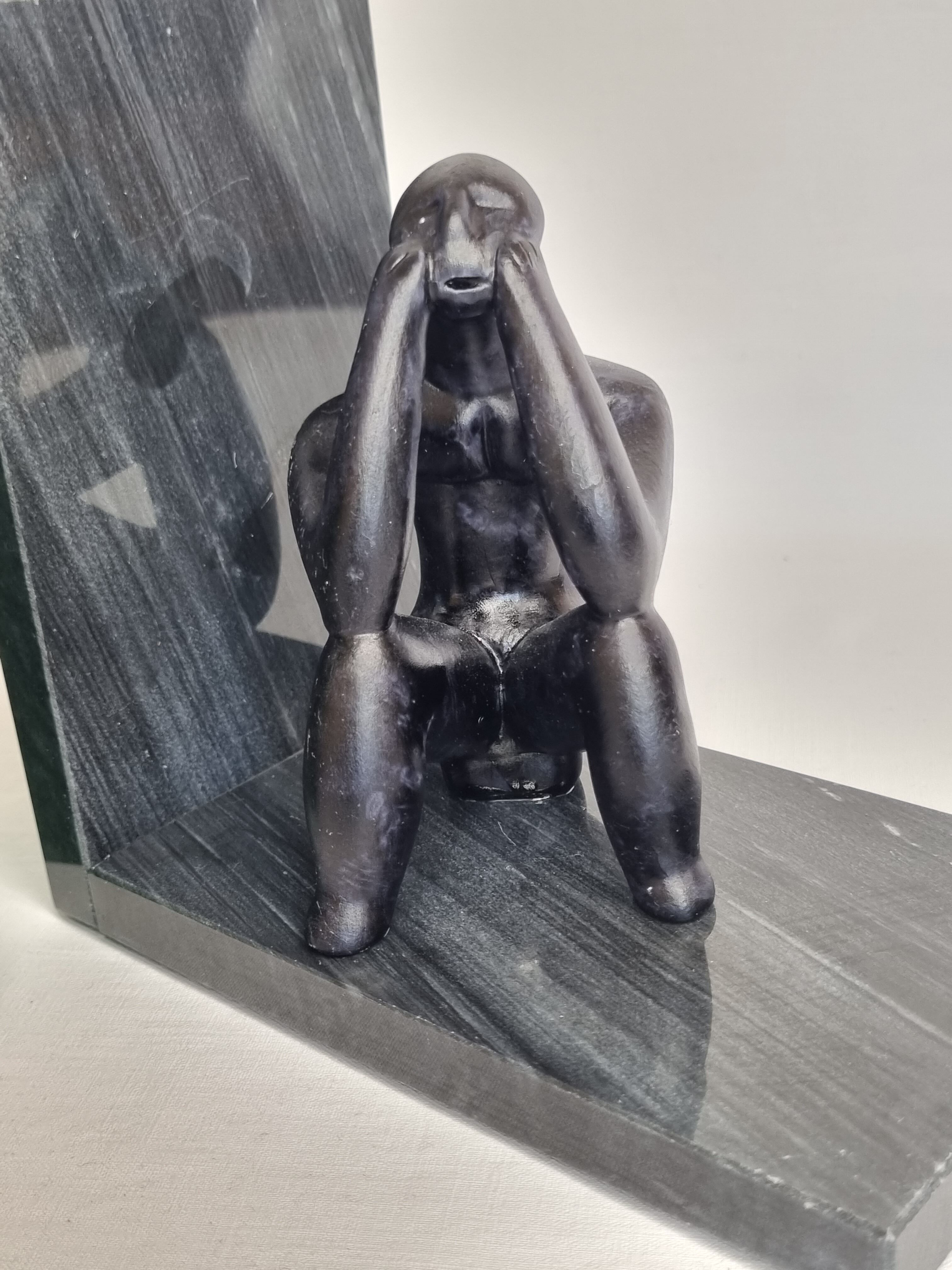 Pair of bookends the thinker and the seated lady, 15 cm