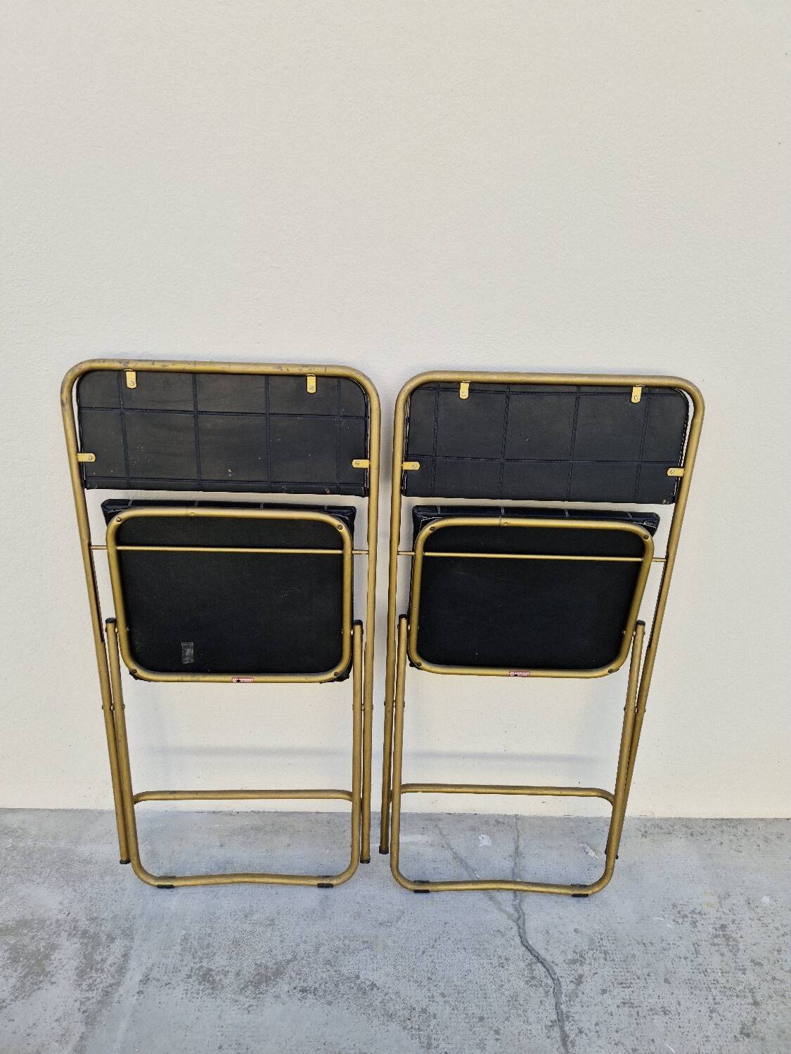 Pair of vintage 1950s Lafuma black folding chairs
