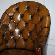 Antique Chesterfield Office Chair in Hand-Dyed Leather in Georgian Style