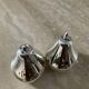 Vintage salt and pepper shaker pears n silver metal