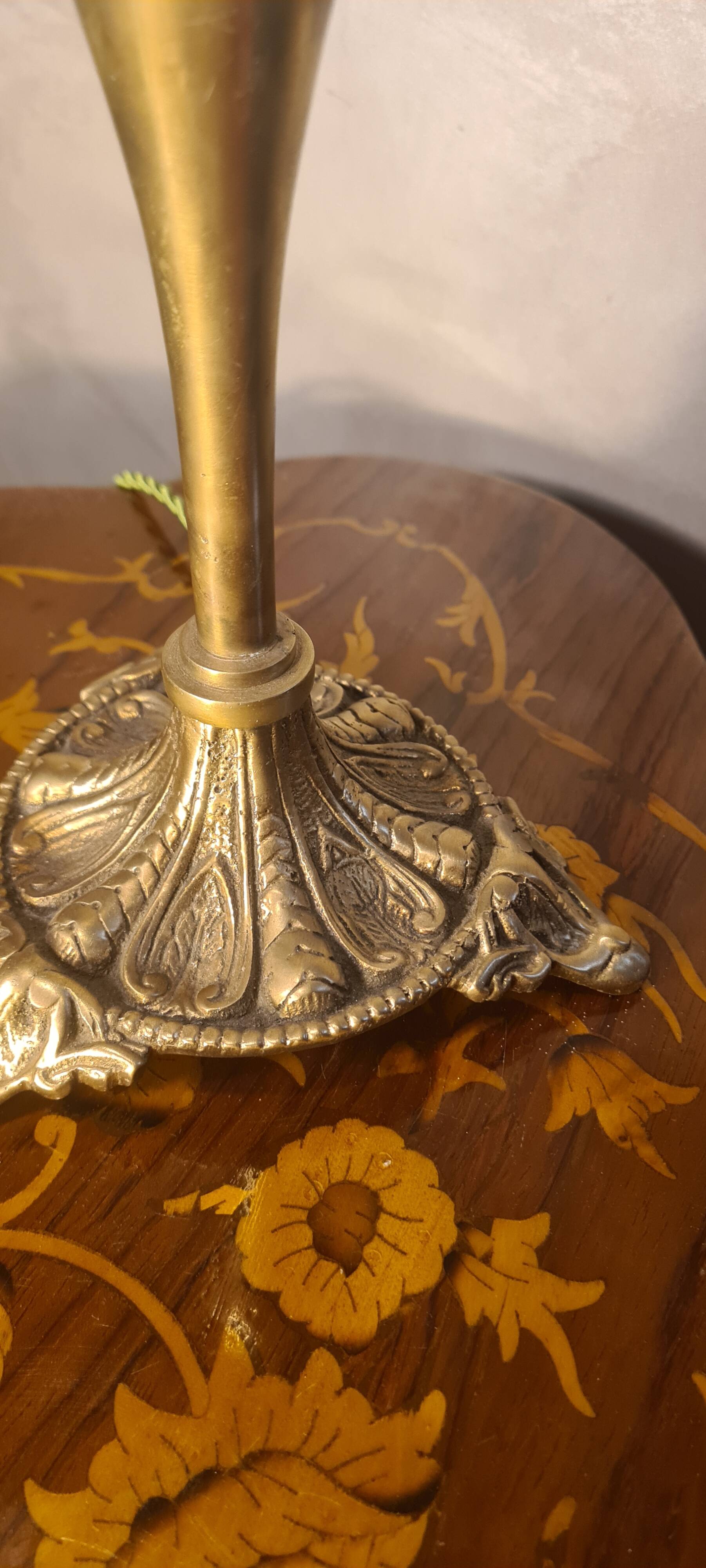 antique art nouveau bronze lamp with molded glass petals 43x25 cm