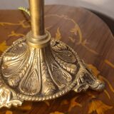 antique art nouveau bronze lamp with molded glass petals 43x25 cm