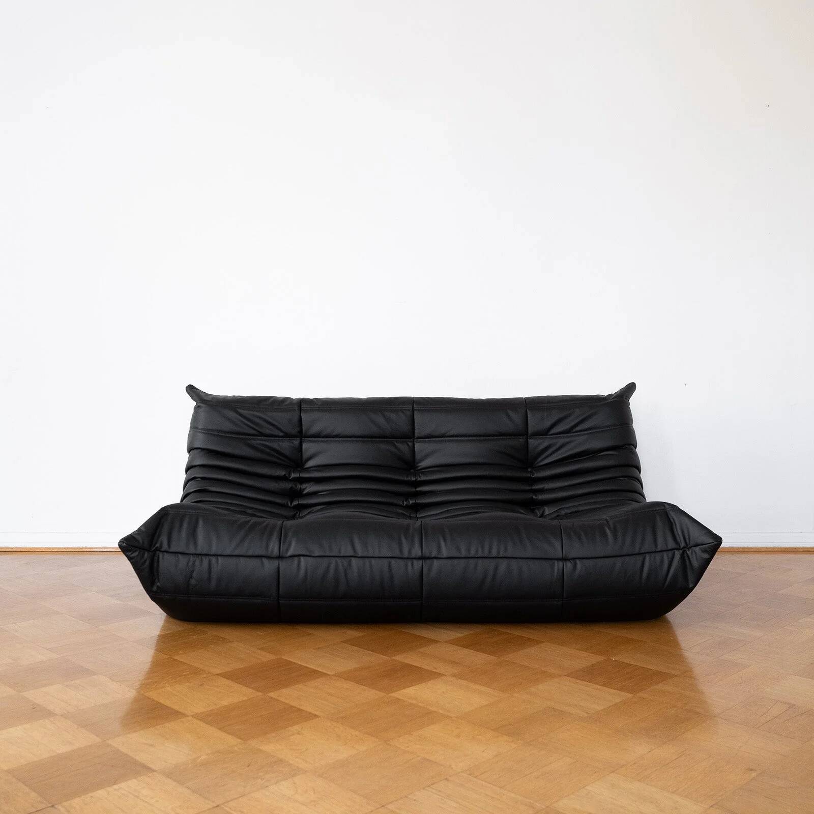 Black leather 3-seater Togo sofa by Michel Ducaroy