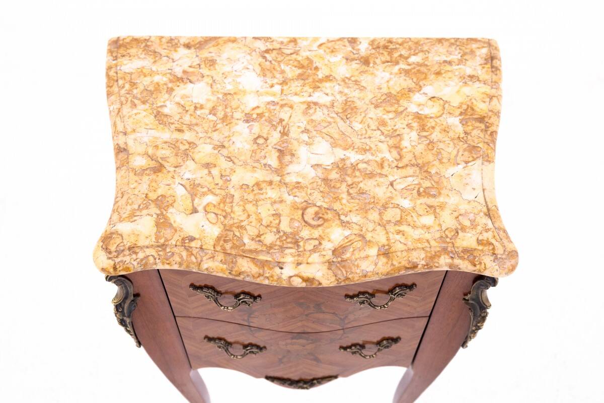 Antique bedside tables with stone top, France, circa 1910.