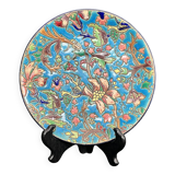Longwy, small enamel plate with floral decoration, 19th century