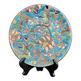 Longwy, small enamel plate with floral decoration, 19th century