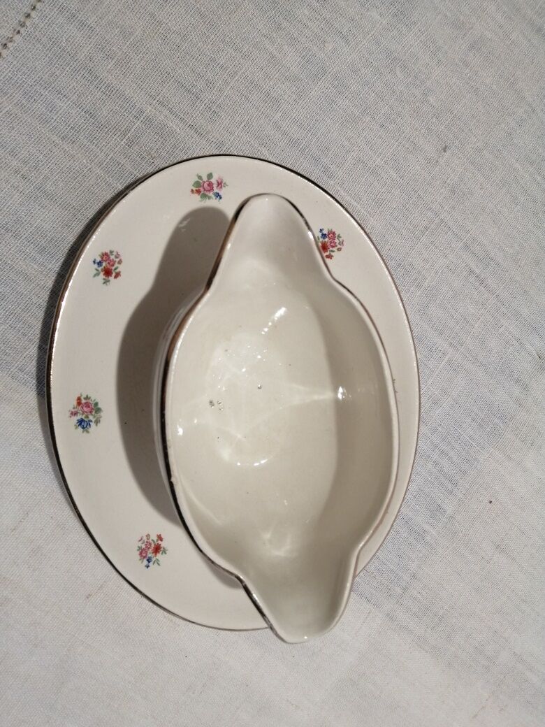 Saucière Bouquet porcelain flowers Sarreguemines Digoin