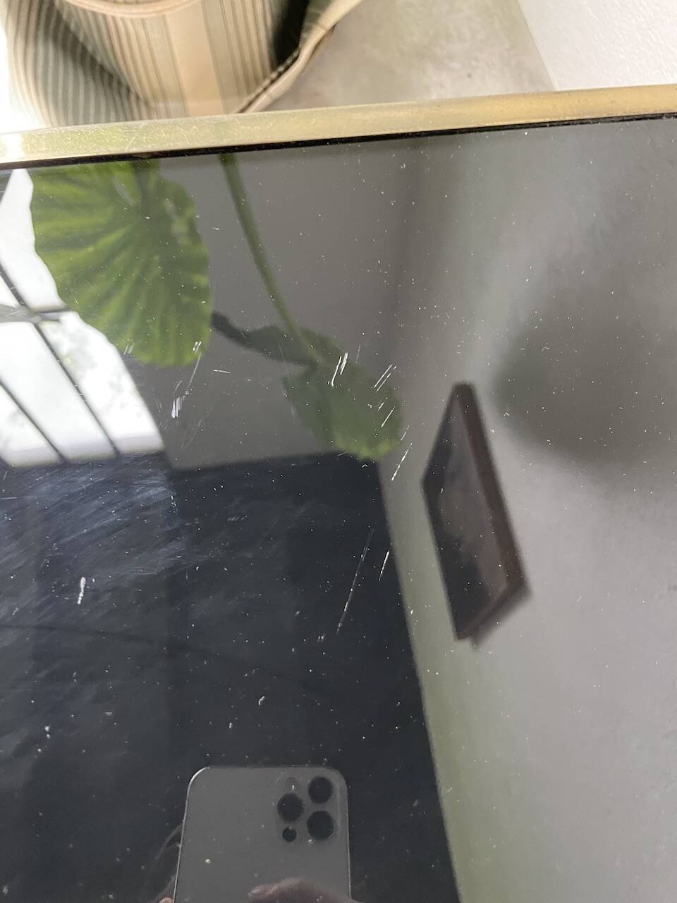 Black lacquer and brass console coffee table