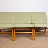 Set of 3 Danish armchairs, laminated beech and mahogany, model AX, Peter Hvidt.