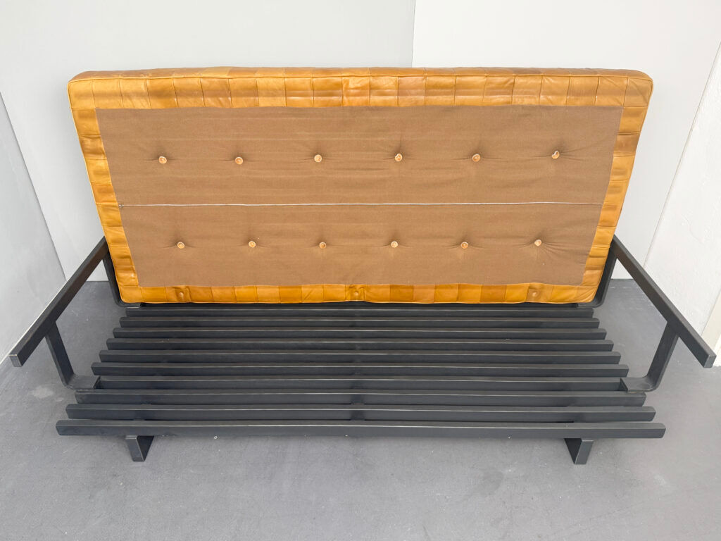 DS 80 daybed, patchwork sofa with armrests in cognac leather by De Sede, Switzerland, 1980s