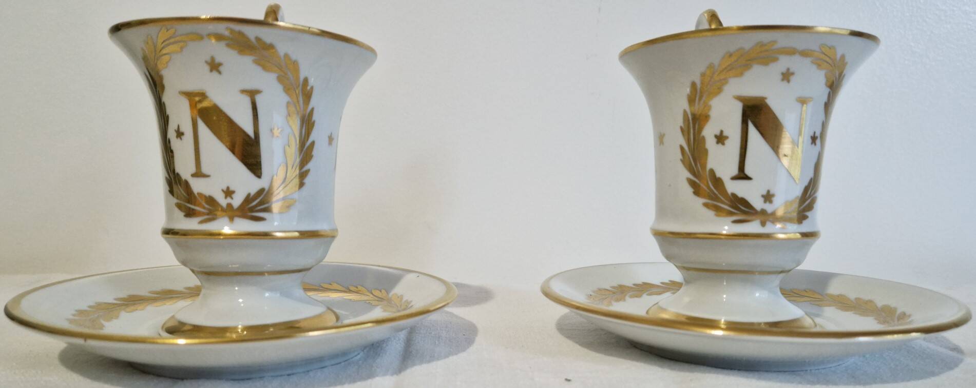 Paire de tasses litron d'époque Second Empire Décor impérial Napoléon Ier