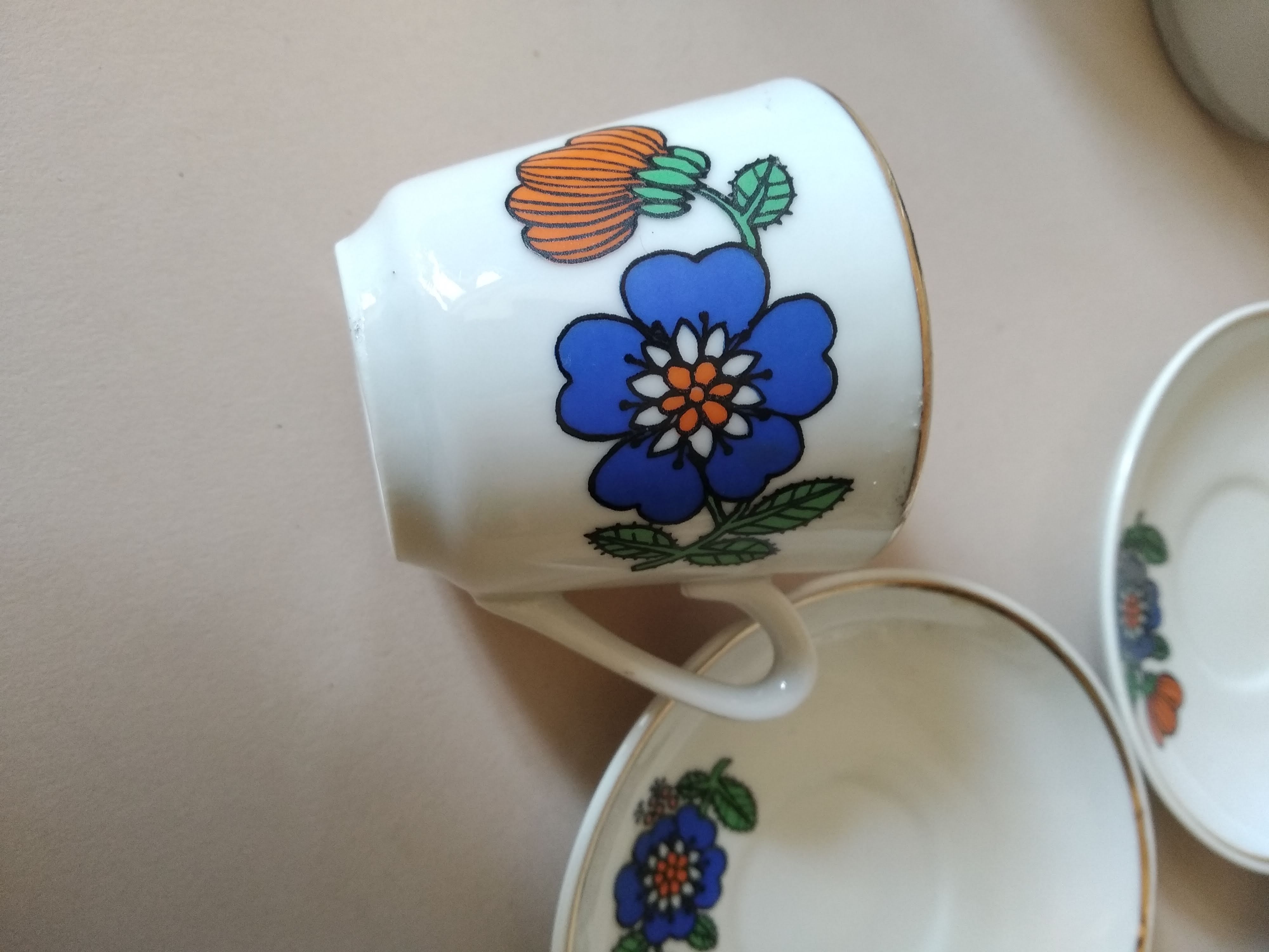 Vintage porcelain coffee set dinette 70s