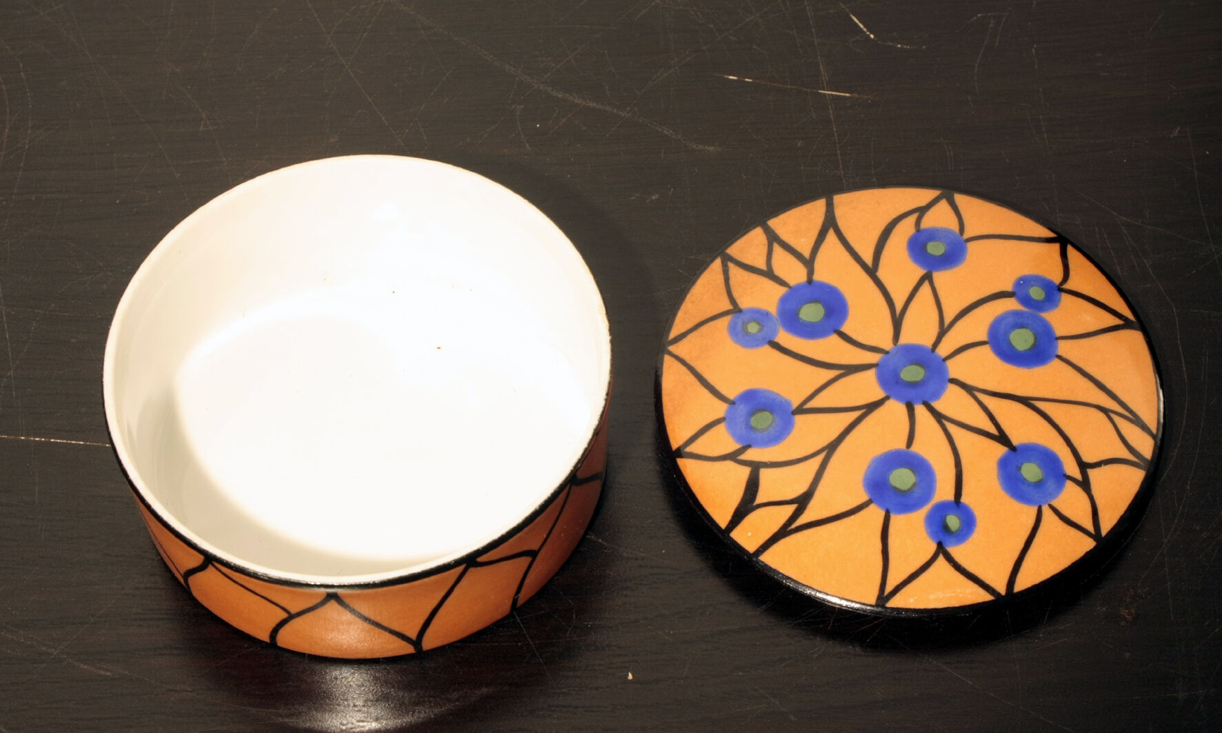 Painted Limoges porcelain candy box by G. M