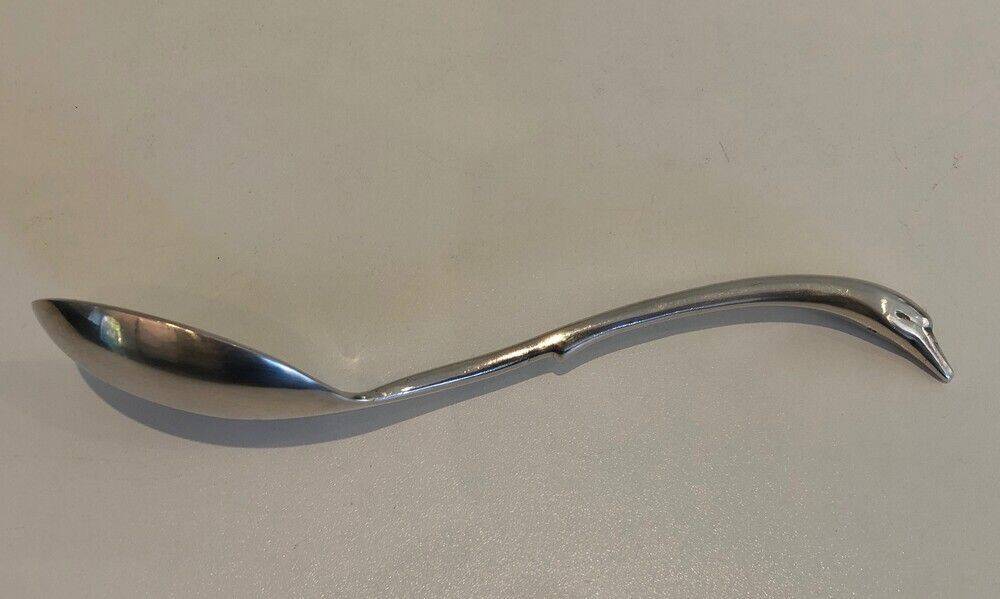 Silver-plated swan-shaped sauce boat