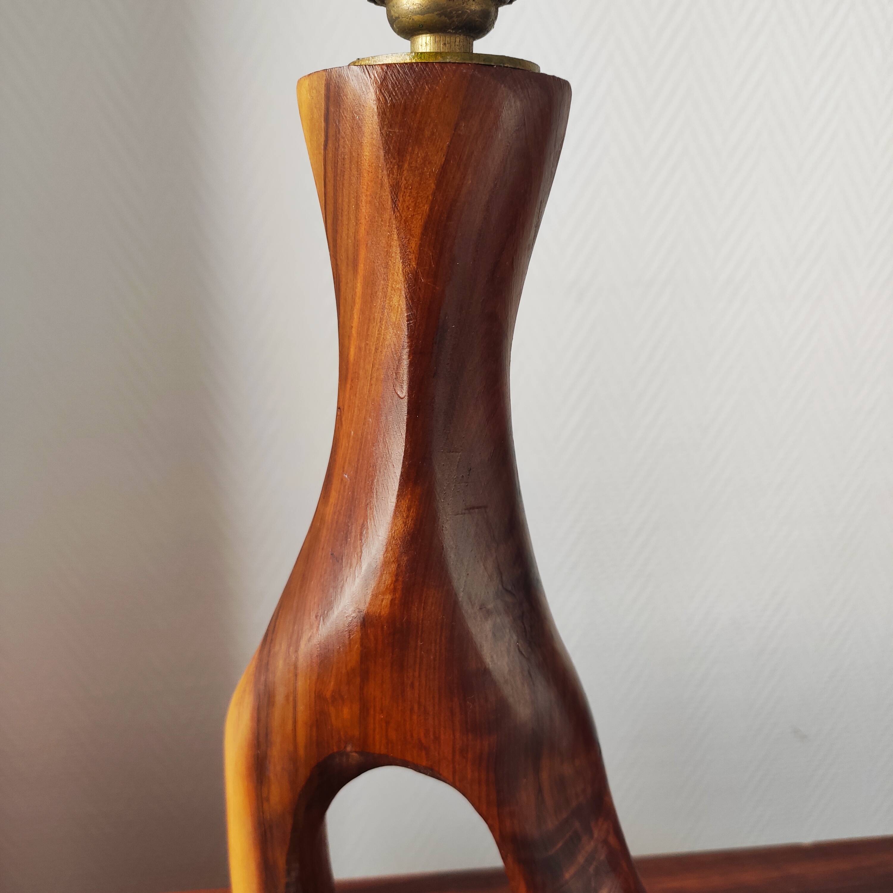 Brutalist lamp 1950/60 olive wood