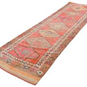 3x11 Pink Salmon Oriental Vintage Runner Rug, 99x341Cm