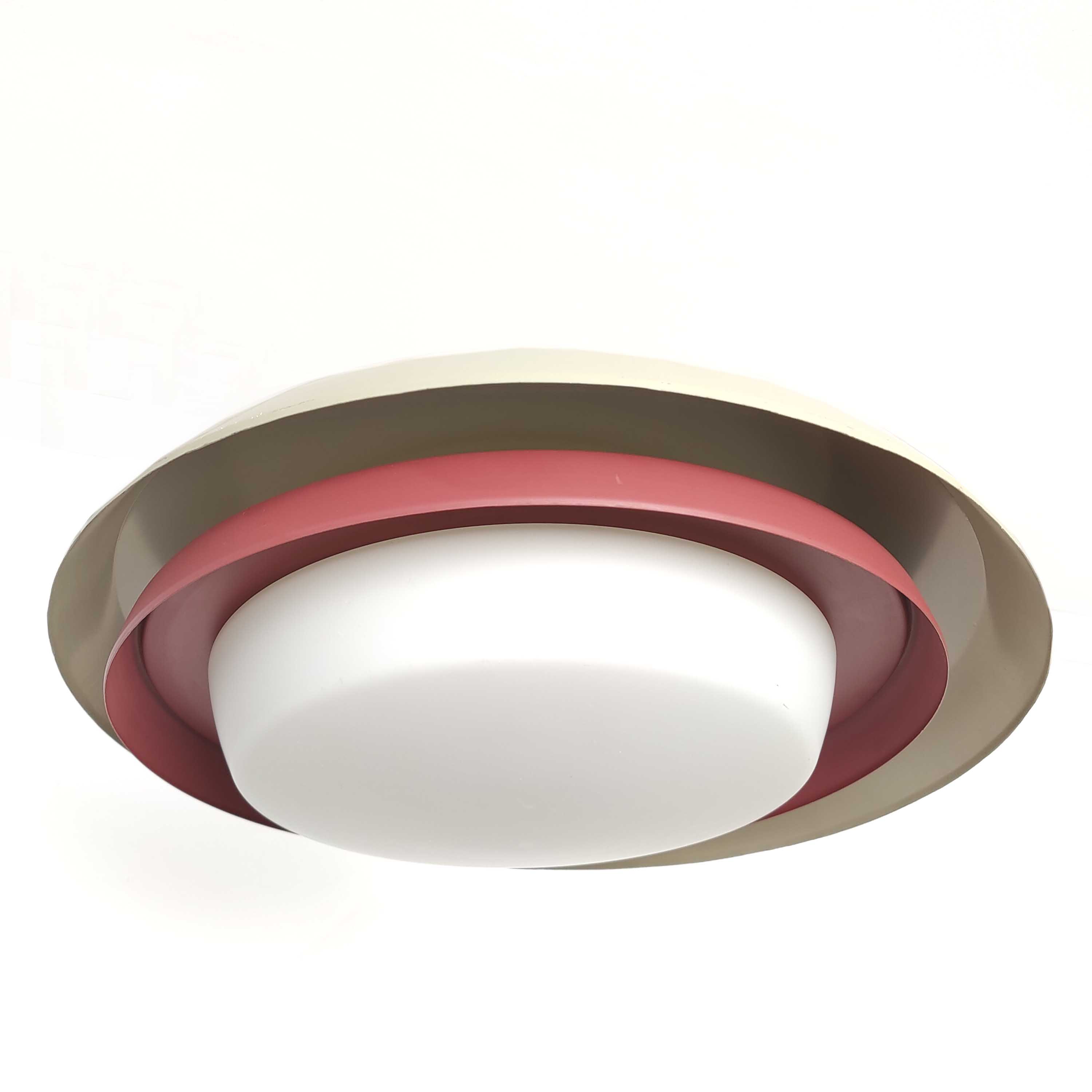 Ceiling lamp opaline glass and metal space age