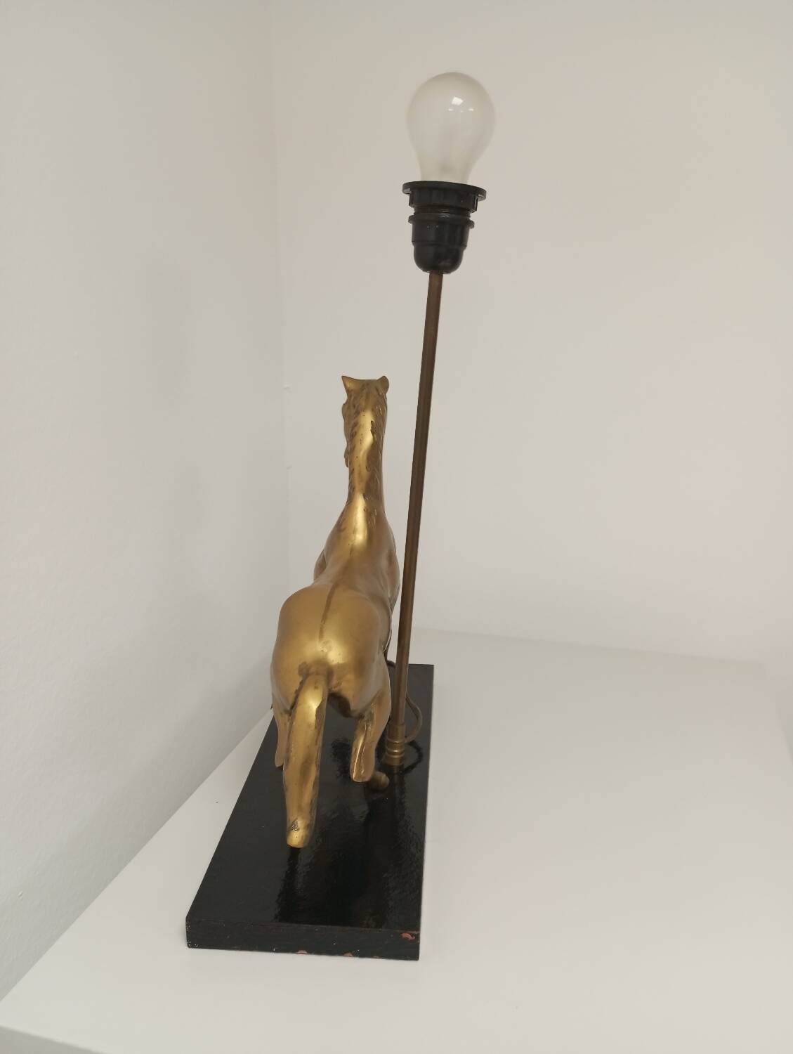 Table lamp Horse in gilded brass