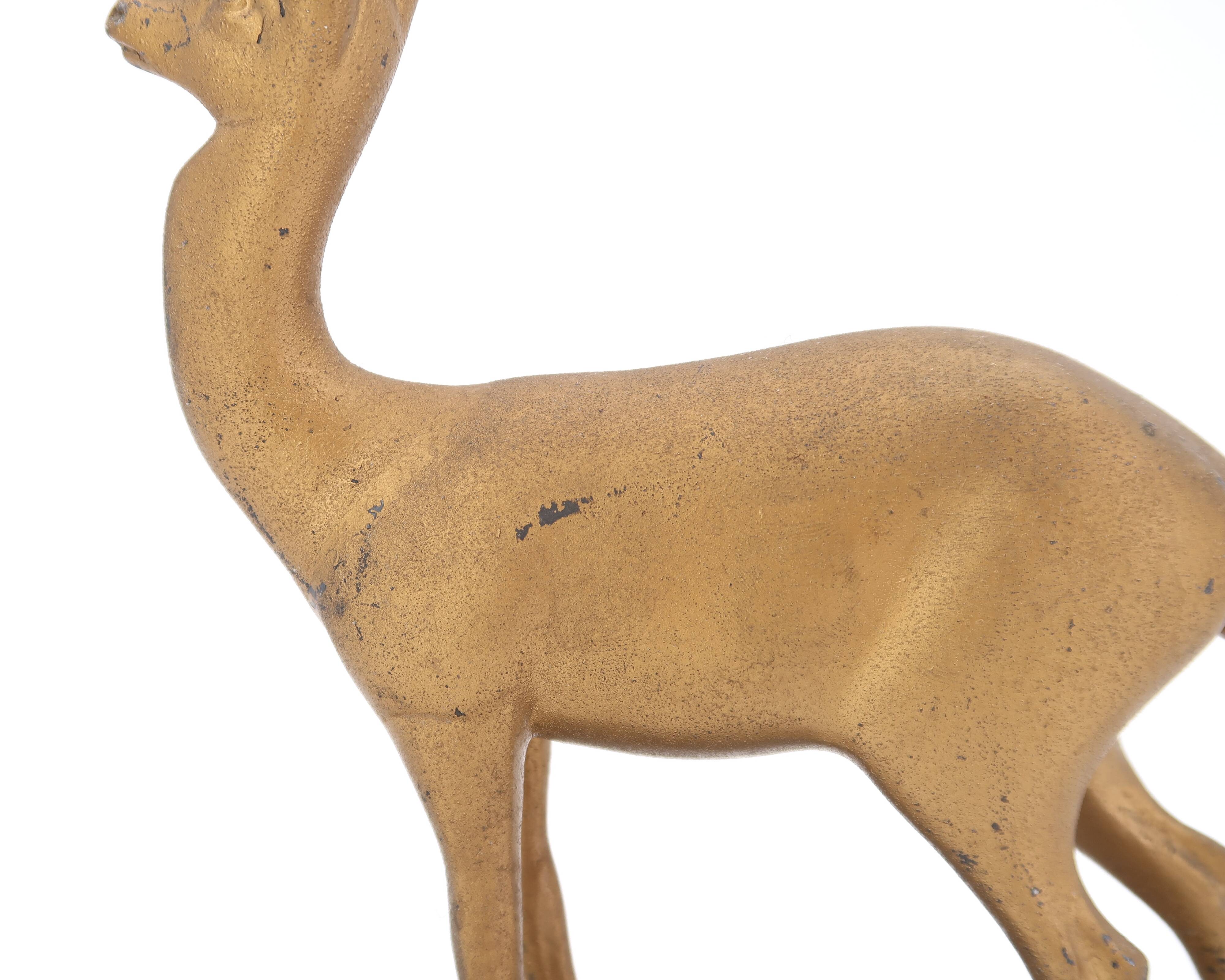 Art Deco gilded doe sculpture on marble base