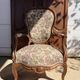 Antique Louis XV cabriolet armchair - carved wood - floral fabric