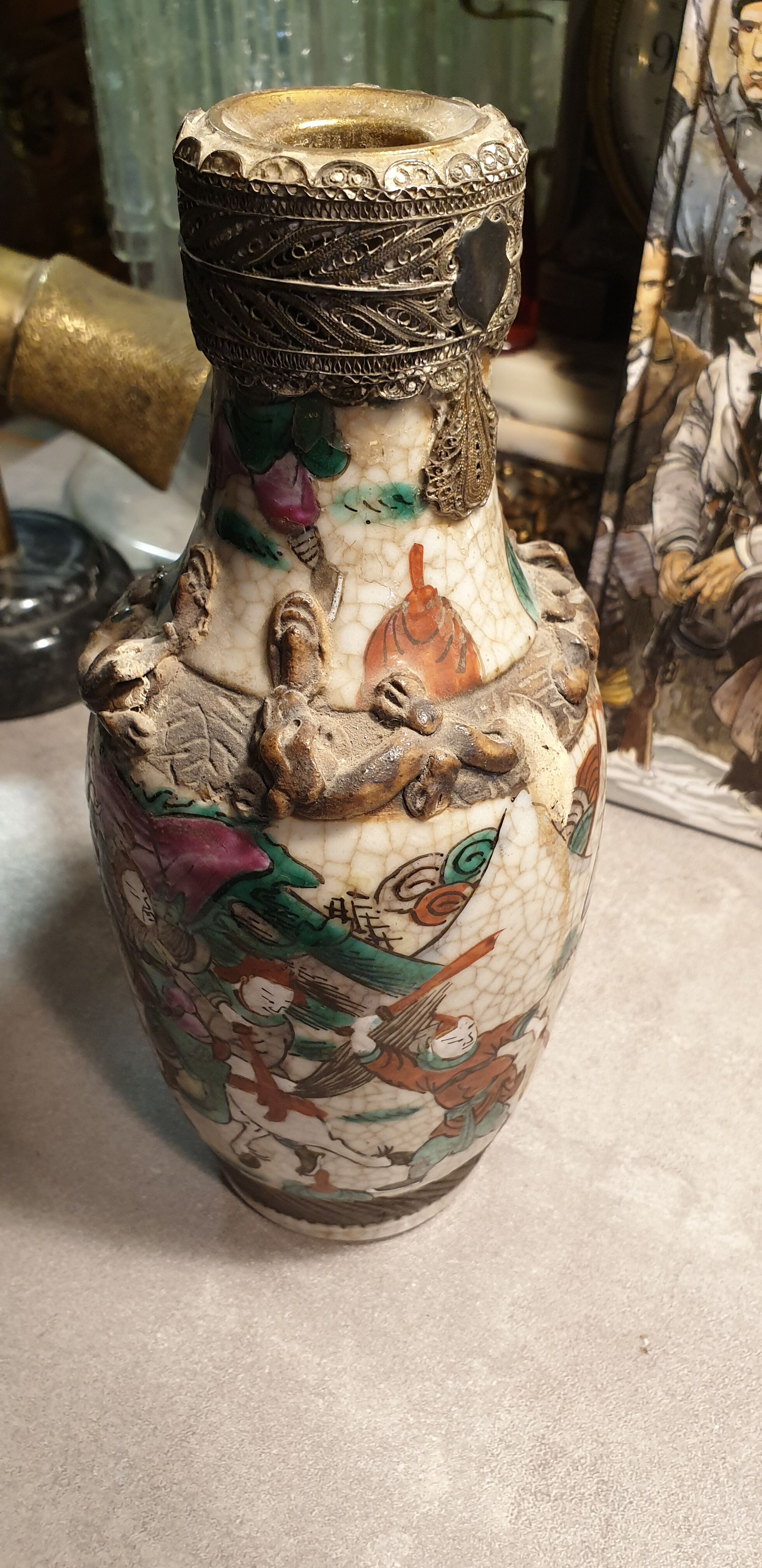 Cracked ceramic vase japan XIXth