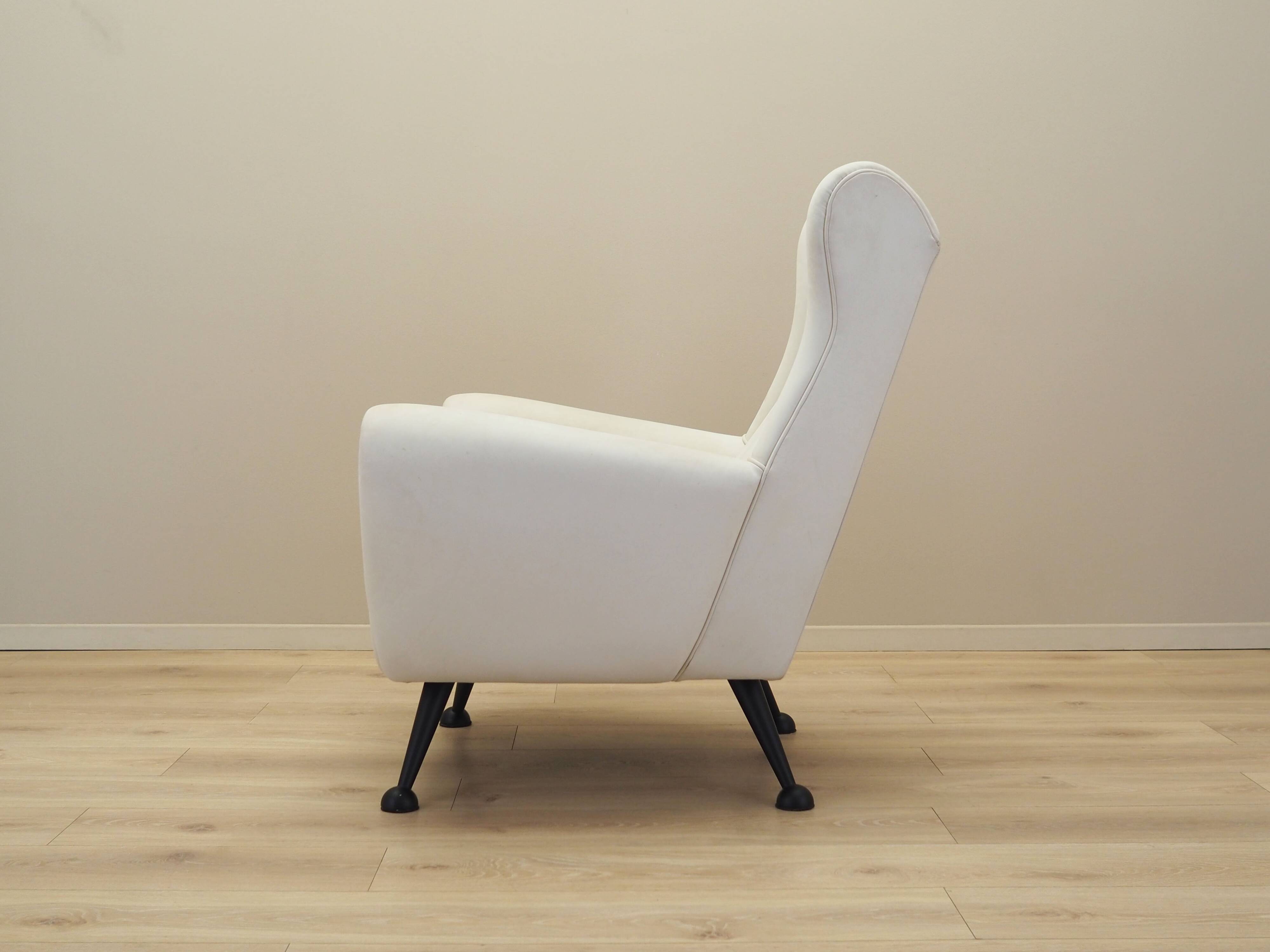 White armchair, Italian design, 1980s, production: Italy