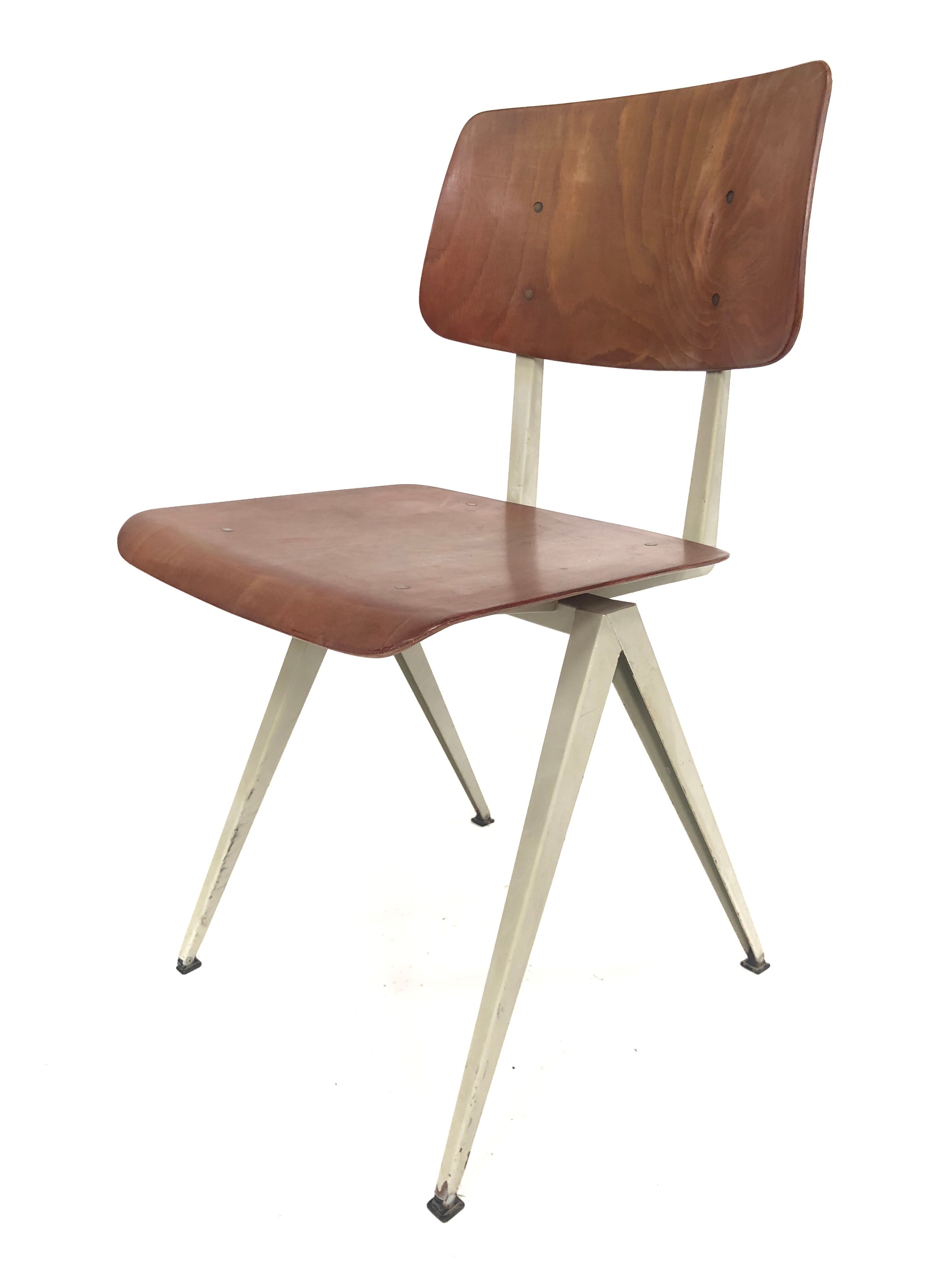 Lot of 4 vintage school chairs Galvanitas S16 Netherlands