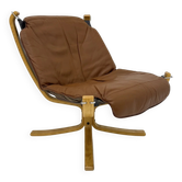Fauteuil en cuir Falcon par Sigurd Ressel pour Vatne Møbler, années 1970.