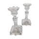 Pair of molded glass candle holders - Vallerysthal crystal